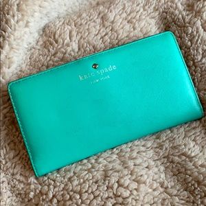 Kate Spade Teal Leather Stacy slim snap wallet